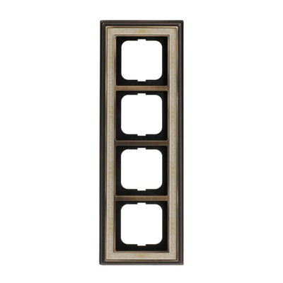 Cover frame 4-gang(s) antique brass decor ivory white - Busch-Dynasty