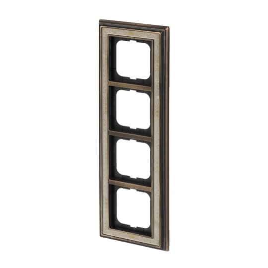 Cover frame 4-gang(s) antique brass decor ivory white - Busch-Dynasty – Görsel 4 / 4