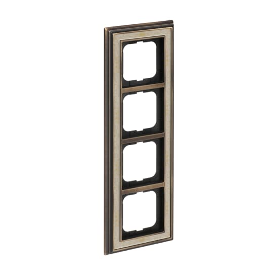 Cover frame 4-gang(s) antique brass decor ivory white - Busch-Dynasty – Görsel 3 / 4