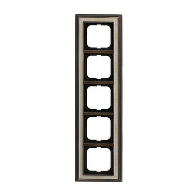 Cover frame 5-gang(s) antique brass decor ivory white - Busch-Dynasty