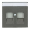 Cover plate with labelling field Modular Jack 2 gang grey metallic - Platform 63