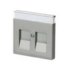 Cover plate with labelling field Modular Jack 2 gang grey metallic - Platform 63