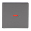 Rocker with Small Red Calotte for Switch/push button, Single rocker grey metallic - Platform 63