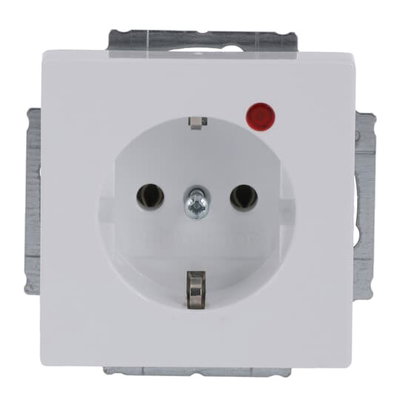 Busch-Protector® SCHUKO® socket insert with Neon lamp /Red with screw terminals studio white - Platform 63