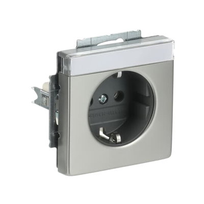 SCHUKO® Socket insert with labelling field with label space stainless steel - Pure Stainless Steel