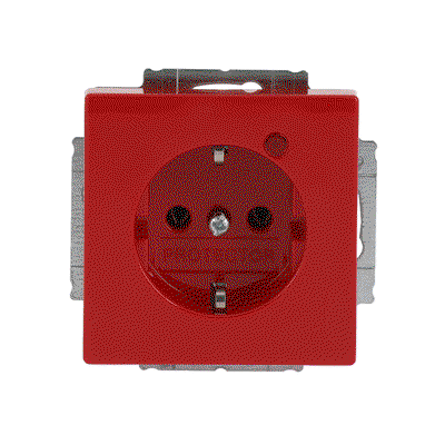 Busch-Protector® SCHUKO® socket insert with Neon lamp /Red with screw terminals red - Platform 63