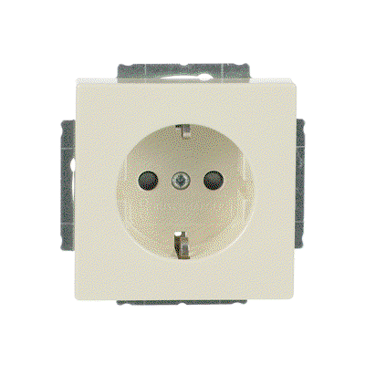 SCHUKO® socket insert Safety Shutter with screw terminals ivory white - Platform 63