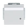 SCHUKO® Socket insert with labelling field Safety Shutter with LED Control light /Green with Hinged Lid with label space aluminium silver - Platform 63