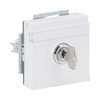 SCHUKO® Socket insert with labelling field Safety Shutter with Hinged Lid Cylinder with Different Locking with label space studio white - Platform 63