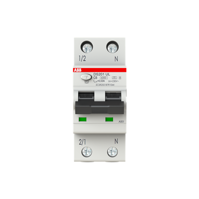Residual Current Circuit Breaker with Overcurrent Protection DS201 UL - 1P+N - 30 mA - 6 A - C - Type A