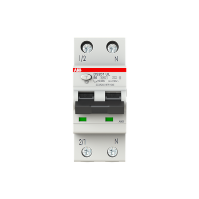 Residual Current Circuit Breaker with Overcurrent Protection DS201 UL - 1P+N - 30 mA - 6 A - B - Type A