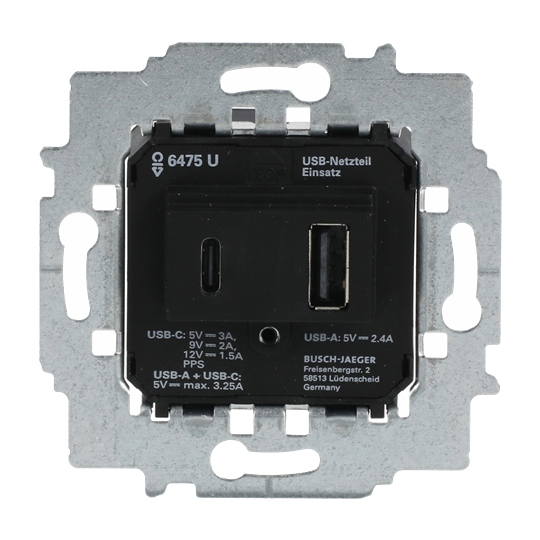 Power supply insert with USB A/C