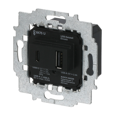 Power supply insert with USB A/C