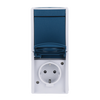 Combination SCHUKO® socket outlet with rocker switch Safety Shutter 2 gang(s), Two-way switch 2P+PE pole, grey / blue-green - ocean