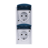 SCHUKO® Double socket with labelling field with Hinged Lid 16 A grey / blue-green  - ocean
