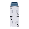 SCHUKO® Double socket with labelling field with Hinged Lid grey / blue-green - ocean