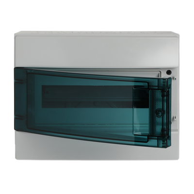 Consumer unit  MISTRAL65, Surface mounted, 12 modules, 1 row(s), IP65,  Door: Single, Plastic, Transparent, Dimensions: 250 mm x 320 mm x 155 mm