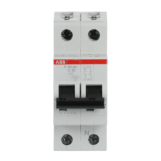 Miniature Circuit Breaker - S200 - 1P+N - 10 A - C - (AC) 6 kA