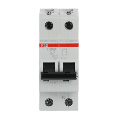 Miniature Circuit Breaker - S200 - 1P+N - 10 A - C - (AC) 6 kA
