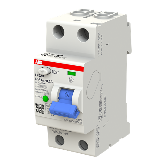 Residual Current Circuit Breaker F200 - 2P - 300 mA - 63 A - Type B
