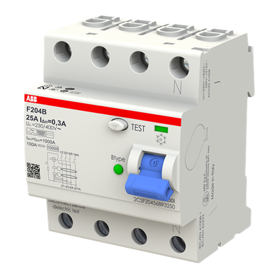 Residual Current Circuit Breaker F200 - 4P - 300 mA - 25 A - Type B