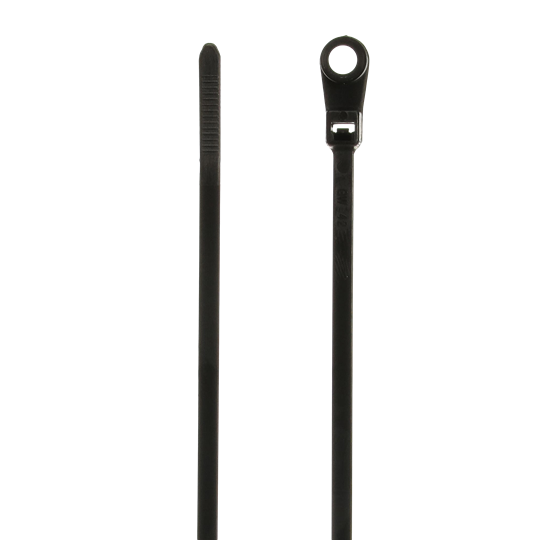 CABLE TIE 30LB 5IN BLK NYL MTG HOLE