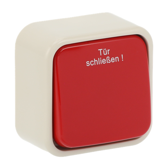 Push switch Tür schließen ! Single push button 1P pole, 1NC white - Busch-Duro 2000 SM – Görsel 3 / 4