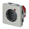 Busch-Protector® SCHUKO® socket insert with Neon lamp /Red with screw terminals stainless steel - Pure Stainless Steel