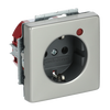 Busch-Protector® SCHUKO® socket insert with Neon lamp /Red with screw terminals stainless steel - Pure Stainless Steel