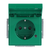 SCHUKO® Socket insert with labelling field Safety Shutter with LED Control light /Green with Hinged Lid with label space green - Platform 63