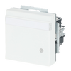 SCHUKO® Socket insert with labelling field Safety Shutter with LED Control light /Green with Hinged Lid with label space studio white matt - Platform 63