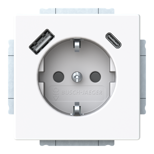 SCHUKO® USB socket insert Safety Shutter with USB A/C studio white - Platform 63