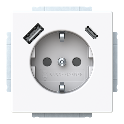 SCHUKO® USB socket insert Safety Shutter with USB A/C studio white - Platform 63