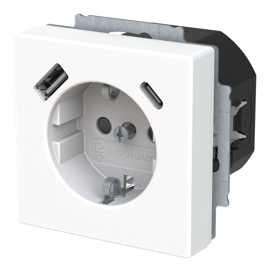 SCHUKO® USB socket insert Safety Shutter with USB A/C studio white - Platform 63 – Görsel 5 / 5