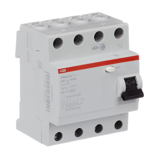 Residual Current Circuit Breaker FH200 - 4P - 30 mA - 40 A - Type AC – Image 2 of 3