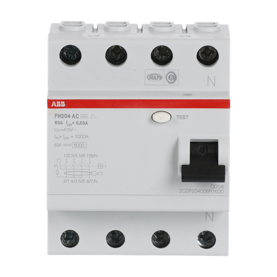 Residual Current Circuit Breaker FH200 - 4P - 30 mA - 63 A - Type AC