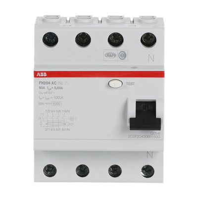 Residual Current Circuit Breaker FH200 - 4P - 30 mA - 63 A - Type AC