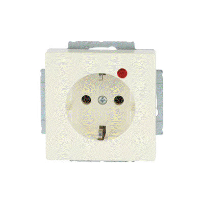 Busch-Protector® SCHUKO® socket insert with Neon lamp /Red with screw terminals ivory white - Platform 63