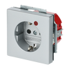 Busch-Protector® SCHUKO® socket insert with Neon lamp /Red with screw terminals aluminium silver - Platform 63
