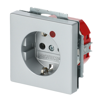 Busch-Protector® SCHUKO® socket insert with Neon lamp /Red with screw terminals aluminium silver - Platform 63