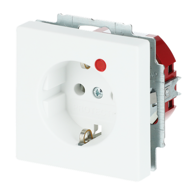 Busch-Protector® SCHUKO® socket insert with Neon lamp /Red with screw terminals studio white matt - Platform 63