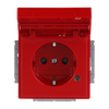 SCHUKO® Socket insert with labelling field Safety Shutter with LED Control light with Hinged Lid with label space red - Platform 63