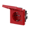 SCHUKO® Socket insert with labelling field Safety Shutter with LED Control light with Hinged Lid with label space red - Platform 63