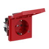 SCHUKO® Socket insert with labelling field Safety Shutter with LED Control light with Hinged Lid with label space red - Platform 63