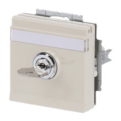 SCHUKO® Socket insert with labelling field Safety Shutter with Hinged Lid Cylinder with Simultaneous Locking with label space ivory white - Platform 63