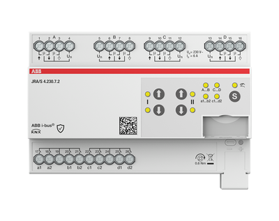 JRA/S4.230.7.2 Blind/Roller Shutter Act, Travel Det, 3 End Pos, Binary Inp, 4-f, 230 V AC, Man Op, MDRC