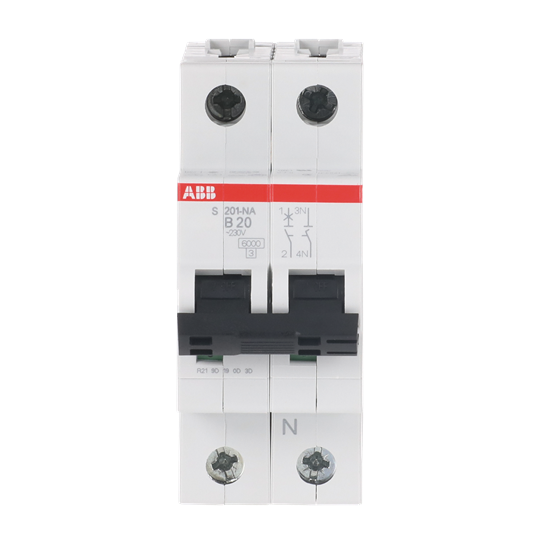 Miniature Circuit Breaker - S200 - 1P+N - 20 A - B - (AC) 6 kA