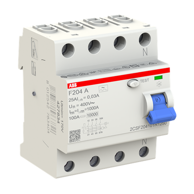 Residual Current Circuit Breaker F200 - 4P - 30 mA - 25 A - Type A