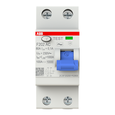 Residual Current Circuit Breaker F200 - 2P - 100 mA - 80 A - Type AC