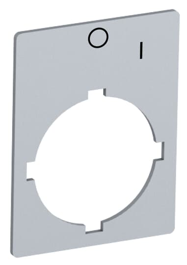 Rectangular legend plate 29,6x39 mm aluminum for 2-position selector switch with text: Pos 21:O Pos 22:I Legend Plate
